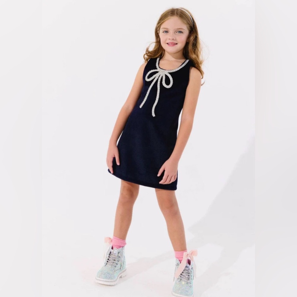Lola + the Boys Velvet Bow Princess Dress